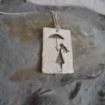 Pendant Girl With Umbrella : A Sterling Silver..