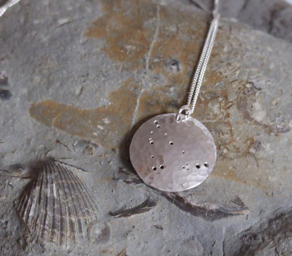 Silver Capricorn Pendant: The Constellation Of Capricorn On A Textured Sterling Silver Pendant