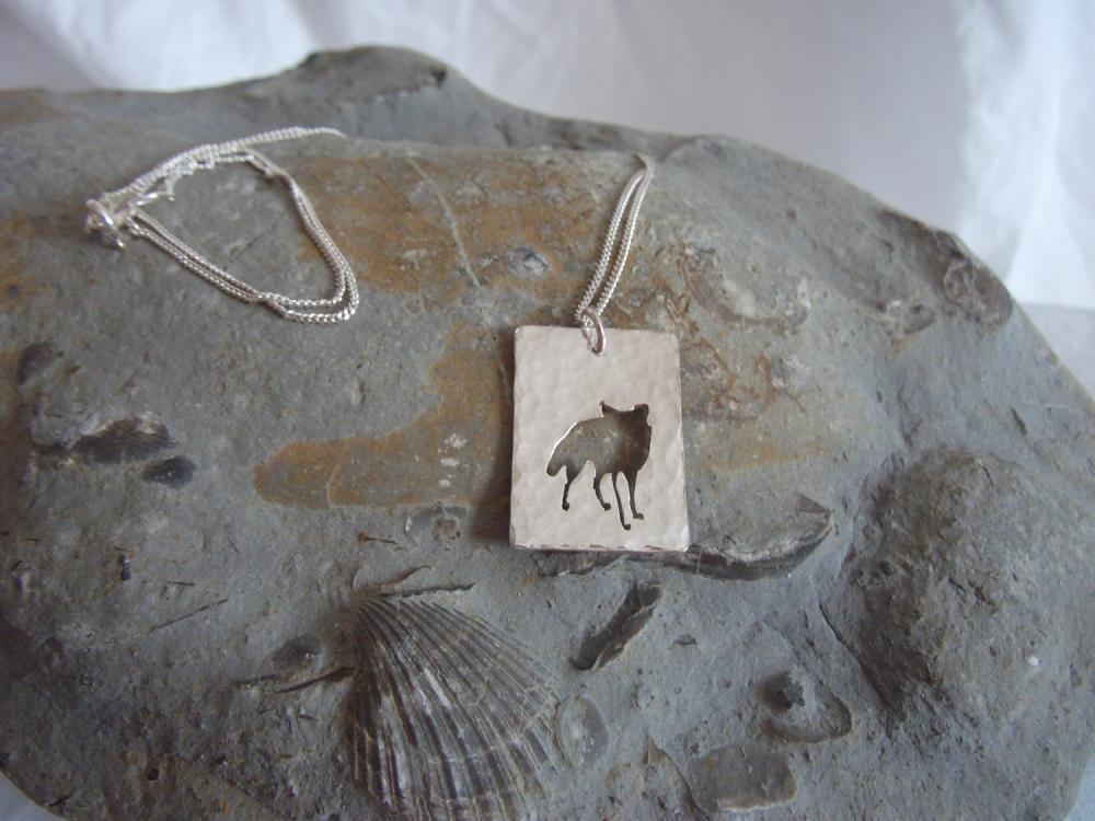 Silver Fox Pendant: A Curious Fox Silhouette Pendant On A Background Of Textured Sterling Silver.